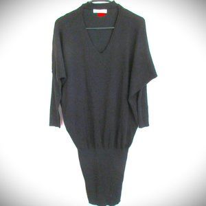 ZARA KNIT Long Sleeve Clingy Tapered Black Pullover Dress